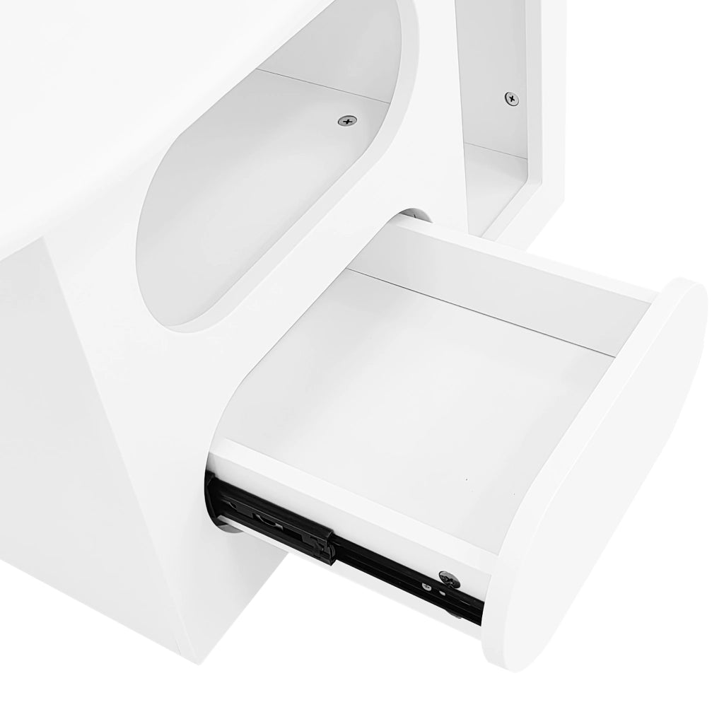 Tavolino da Caffè a Forma di Nuvola con 2 Cassetti e Vani Aperti; Bordi Arrotondati; Stile Moderno; in Pannelli di Particelle; Bianco; 97×45×43;5 cm