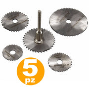 Trade Shop - Set Accesori 5 Dischi Hss Dentati Per Mini Trapano Dremel 2000 Rpm Per Legno -