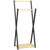 Appendiabiti da Terra con 2 Barre e Ripiano Inferiore Design Moderno 61x45x152 cm in Legno