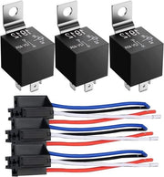 Set di Autorelais - Relè con Albero di Cavi - Schaltabteilungen per Veicoli - 4-Pins SPST - 3 Pezzi - Nero