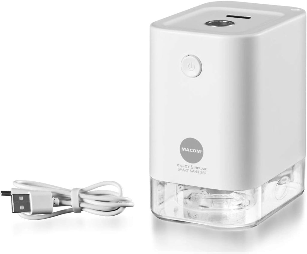 Macom enjoy & relax 877 smart sanitizer-sanificatore per mani cordless, ricaricabile con usb-contactless con sensore intelligente, bianco, travel size