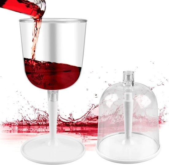 Set di 2 bicchieri in plastica per vino: bicchieri per vino da campeggio, riciclabili, portatili, bicchieri per vino moderni rossi, resistenti al lavastoviglie, bicchieri per vino per feste, campeggio, festival, picnic