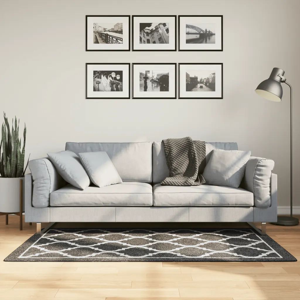 Tappeto Lavabile Nero e Bianco 80x150 cm 136603