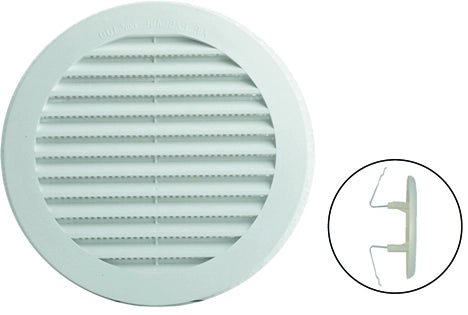 GRIGLIA DI AERAZIONE IN PLASTICA CON ZANCHE Ø mm.  90 per fori Ø mm. 55-85 2.00 pz