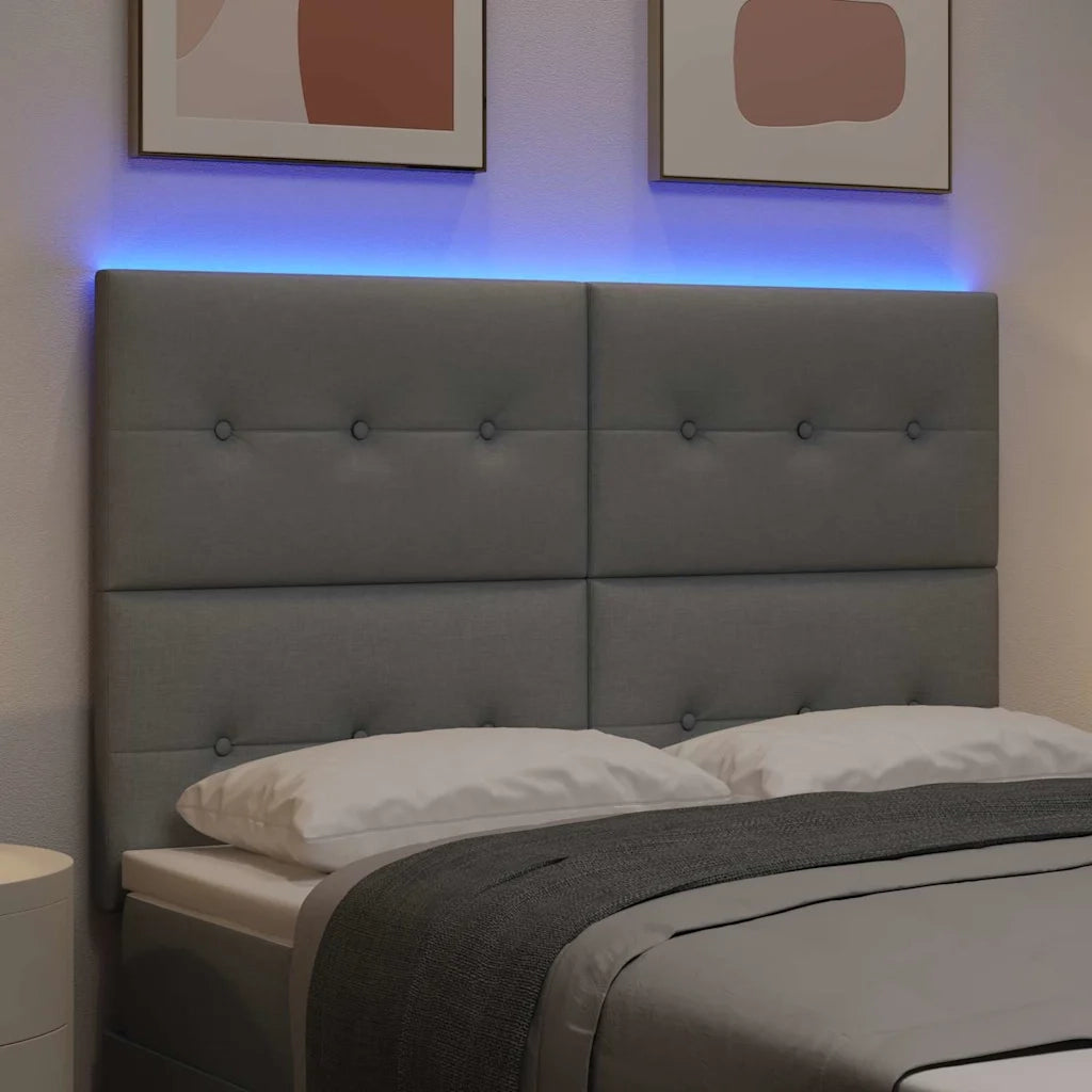 Testiera | Testata LED con strisce LED Grigio chiaro 160 cm Tessuto