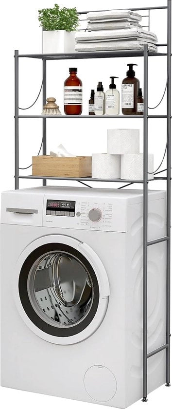 Regolabarre senza foratura, 3 livelli, sostegno bagno, acciaio inox, portabagno spaziale (grigio)