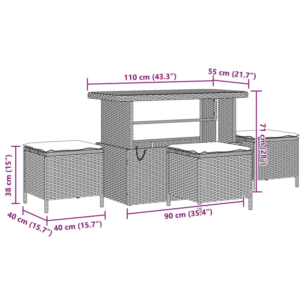 Set Divano da Giardino 14 pcs Nero polyrattan 3361809