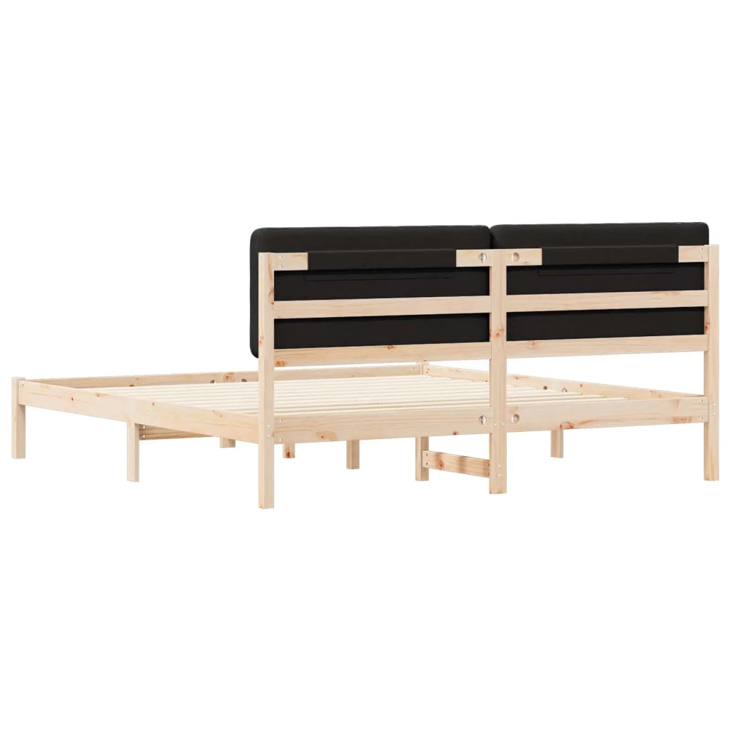 Letto con Testiera Rivestita Nero 200 x 200 cm Pino massello 3405564
