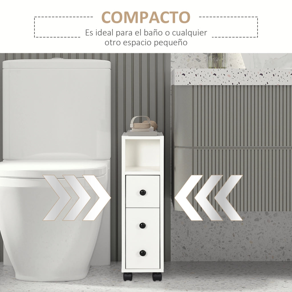 Mobile Bagno con Ruote ¨C Zephmum ¨C Bianco 18x30x68,5 cm