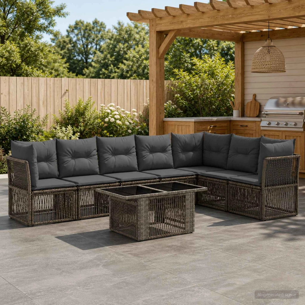 Set Divano da Giardino 8 pz Grigio polyrattan 3436475