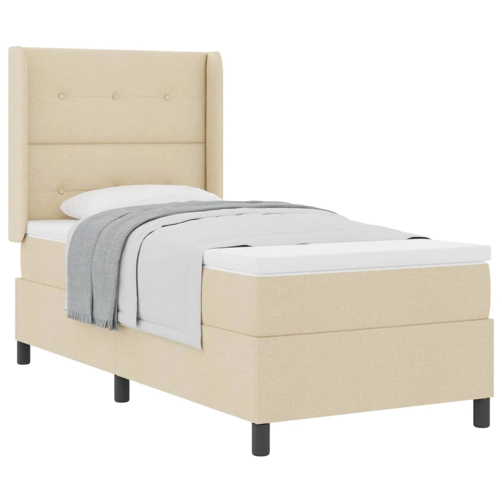 Letto a molle con materasso Crema 100 x 200 cm Tessuto