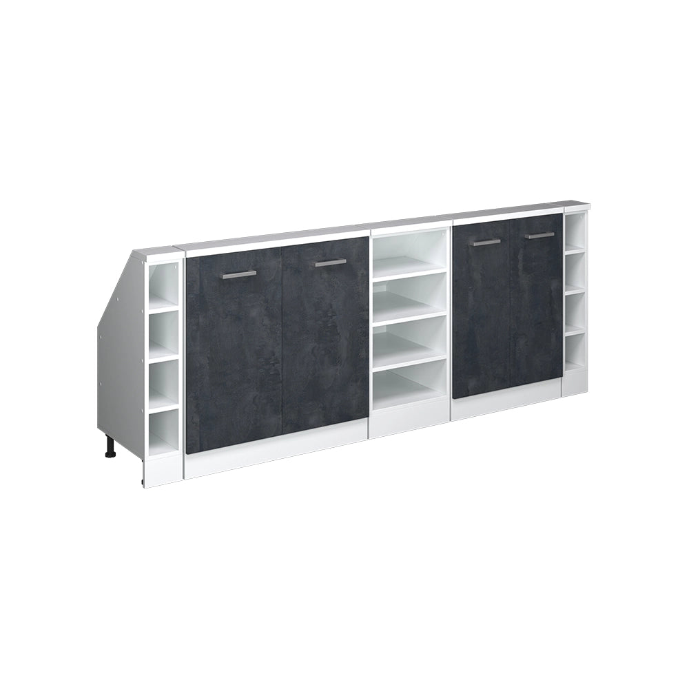 Set di mobili sottotetto Rion Calce nera/Bianco Set di 5 Vicco