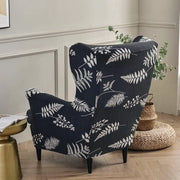 Coprispalliera per divano, set a due pezzi, copertura estensibile in elastan lavabile, protezione per divano in soggiorno, camera da letto o hotel, nero (black fern)