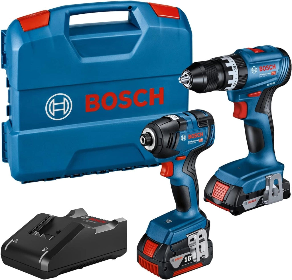 Bosch Professional 18V System Trapano Avvitatore con Percussione a Batteria GSB 18V-45 (Velocità di Rotazione di 1.900 giri/min, 2 Batterie da 2.0 Ah, GAL 18V-20, in L-BOXX)