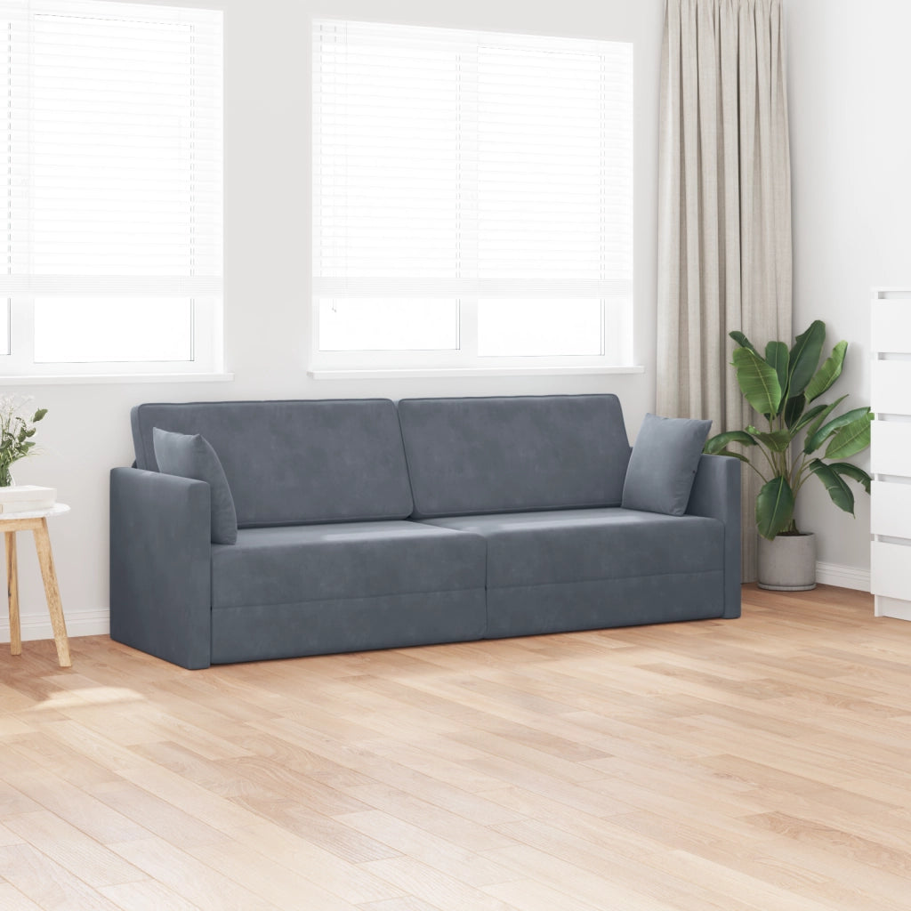Divano Letto 2-in-1 Grigio Scuro 213x144x60 cm Velluto