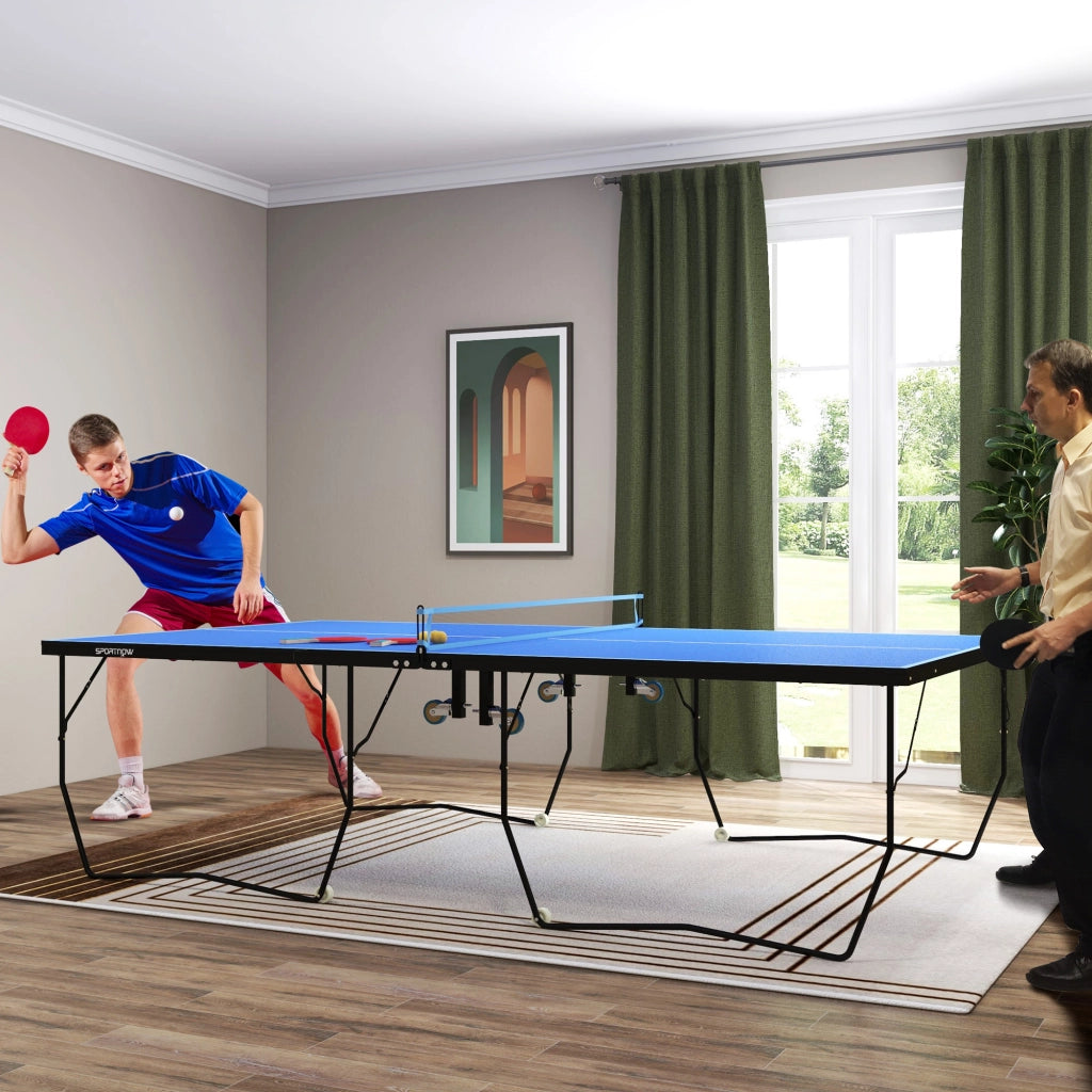 Tavolo da ping pong pieghevole ¨C zephmum ¨C blu, MDF, acciaio, 274x152.5x76 cm