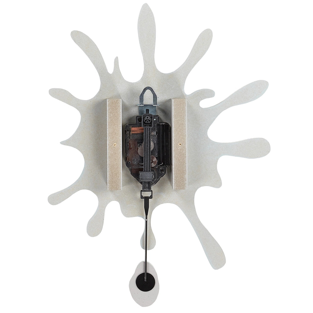 Orologio da parete in metallo MDF bianco 27 x 37 cm Design con pendolo decorativo senza numeri Decorazione per il soggiorno