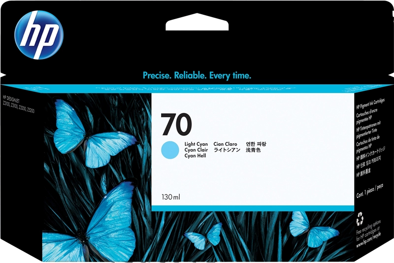 HP Cartuccia inchiostro ciano chiaro 70, 130 ml