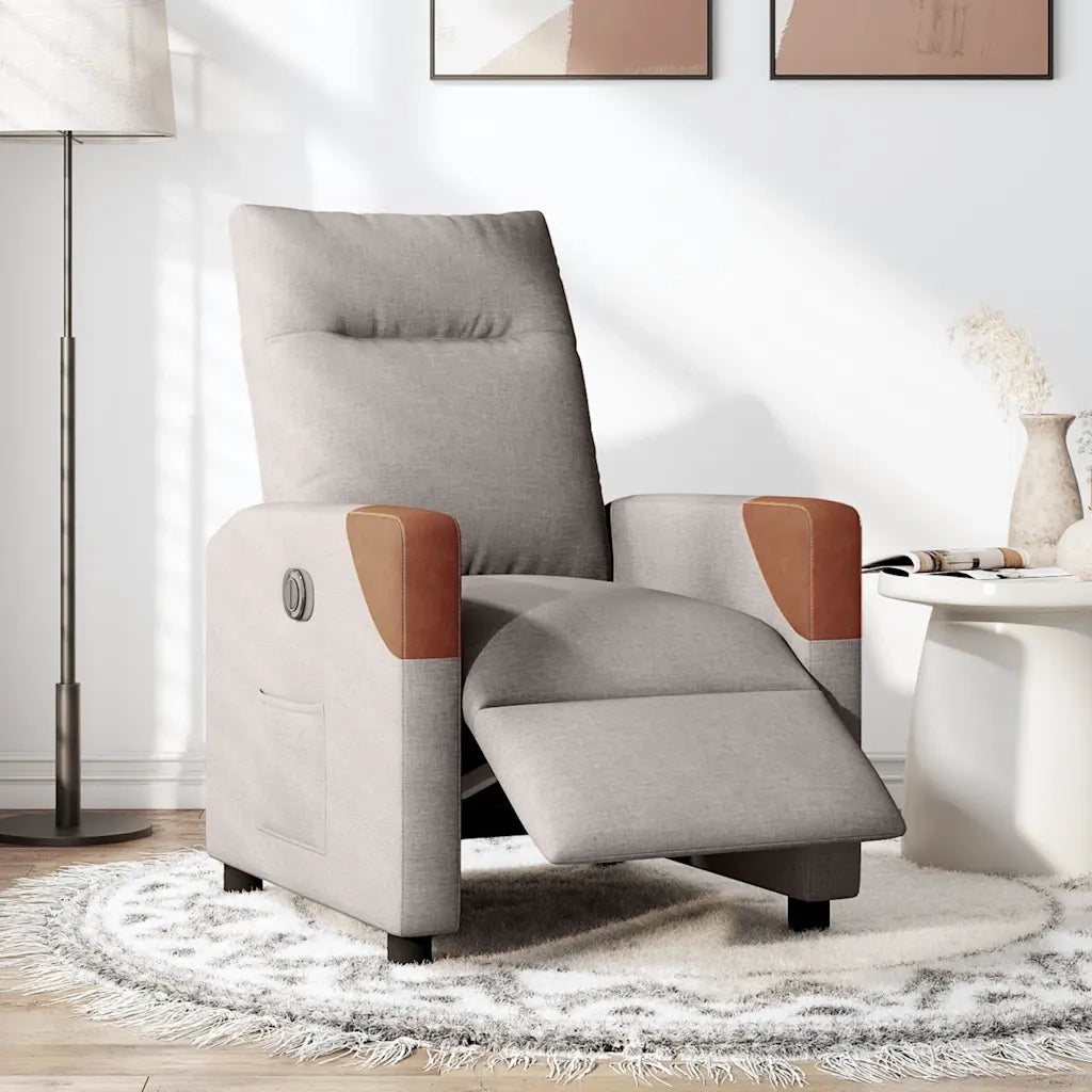 Poltrona | Sedia Relax Elettrica Reclinabile Tortora in Tessuto
