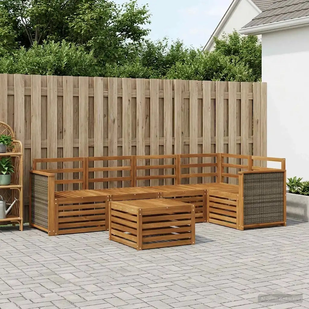 Set divano sezionale 5 pcs Naturale Legno di Acacia Massello 3384375