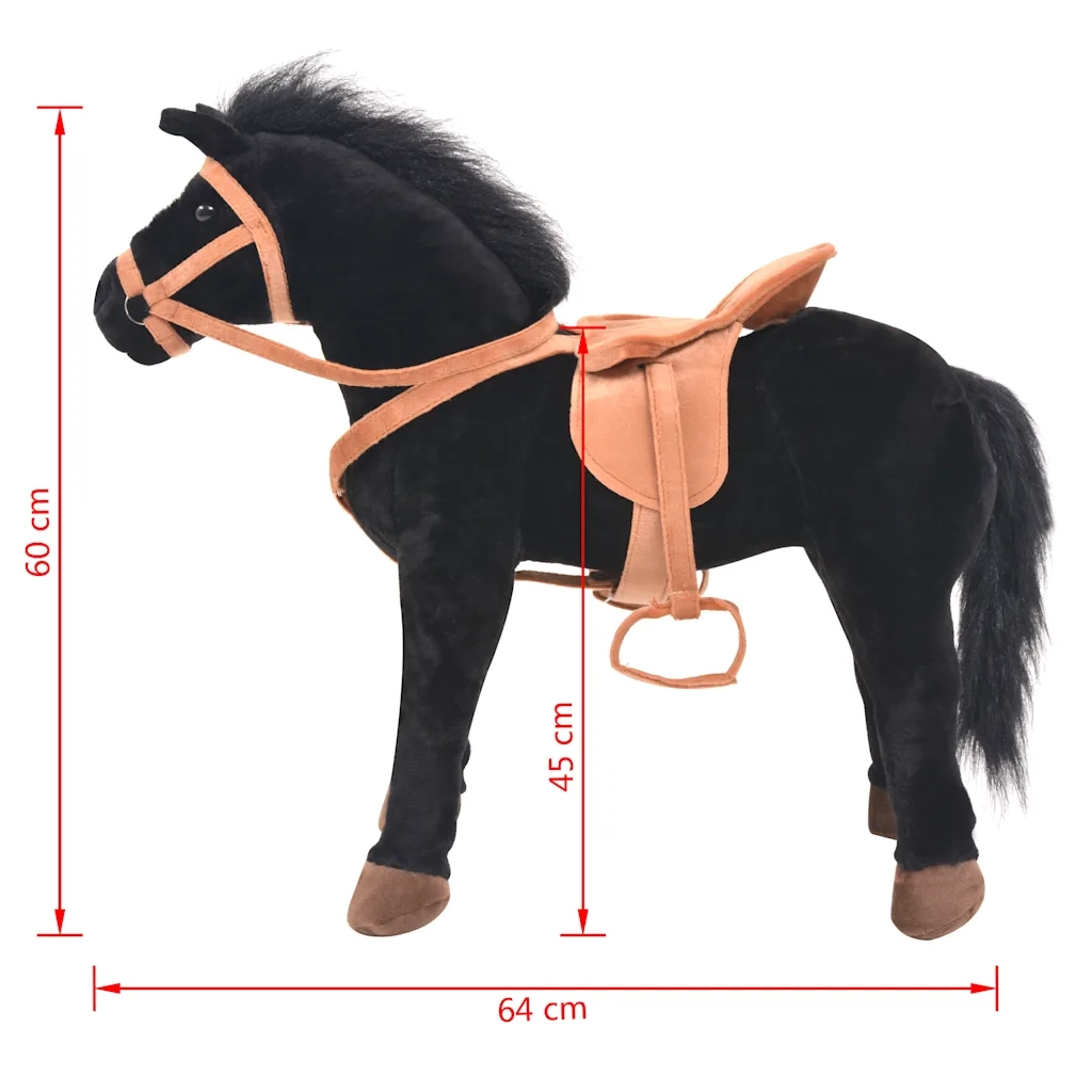 Cavallo in Peluche in Piedi Nero CFW6603207