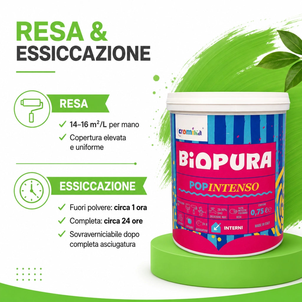 Popintenso palestra e decori interni pittura murale lavabile e coprente cromika *** formato 0,750 lt, colore- verde f...