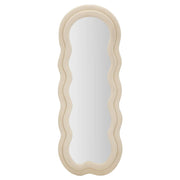 Specchio da parete Miki XL con cornice in velluto crema