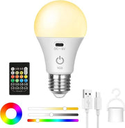 Lampada a LED RGB con caricatore ricaricabile e telecomando (E27) - Lampada da parete (telecomando compatta)
