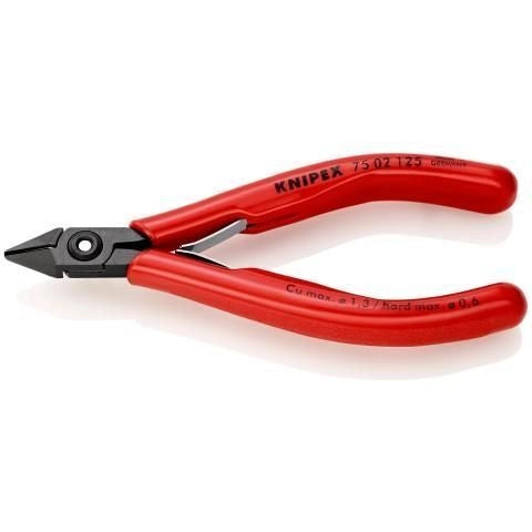 KNIPEX 75 02 125 Tronchese per Elettronica con Cerniera Avvitata e Guaine in Plastica colore Nero