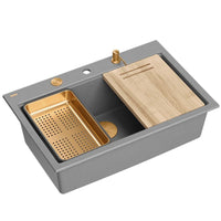 Lavello In Granito Marc 110 Workstation Grey Metallic Oro