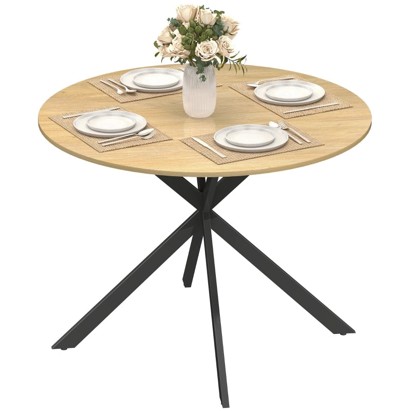 Tavolo da pranzo - rotondo per 4 - stile industriale - gambe in acciaio - rovere - per cucina