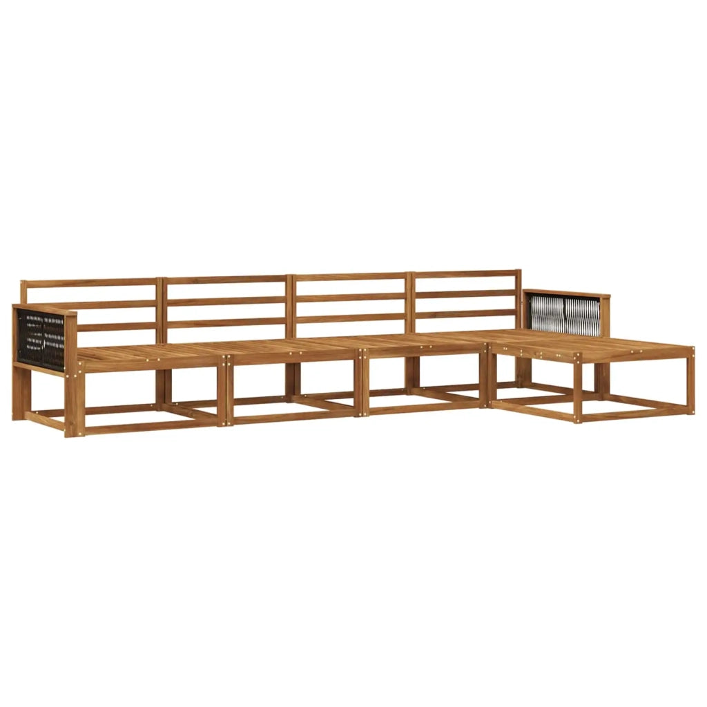 Set di divani da esterno 5 pz Naturale Legno di Acacia Massello 3382482