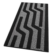 Tappeto Cucina A Righe 57x190 Cm 3D Morbido Bordato Passatoia Ingresso Assorbente Antiscivolo Nero