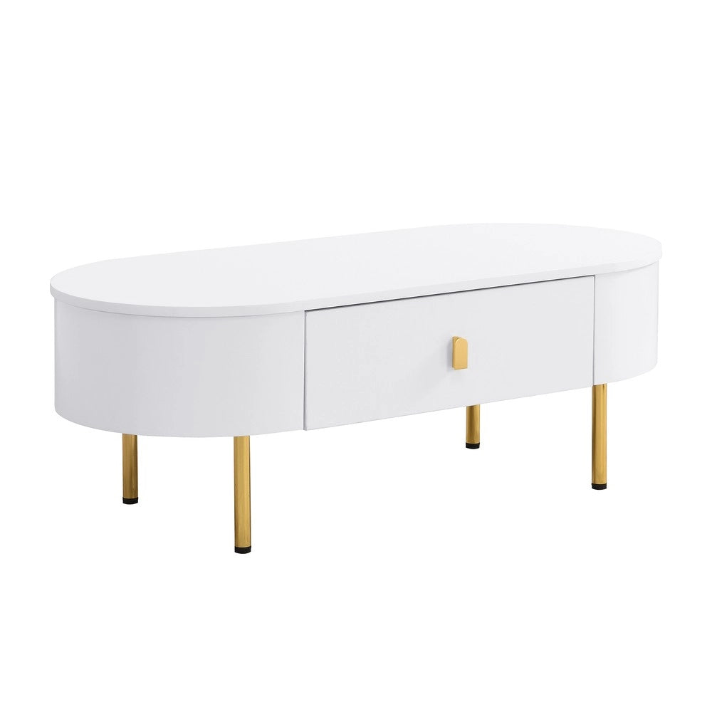 Tavolino da Caff¨¨ con Cassetti ¨C MINIMAL ¨C Gambe Dorate, Angoli Curvi