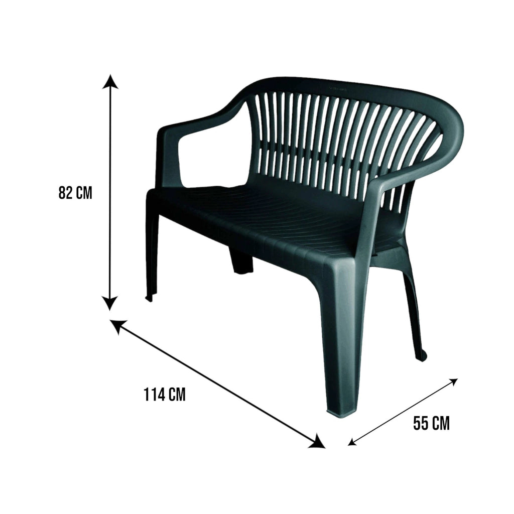 Panchina da esterno Asmi, Panca monoblocco da giardino, Panchina outdoor, 100% Made in Italy, Cm 114x55h82, Verde