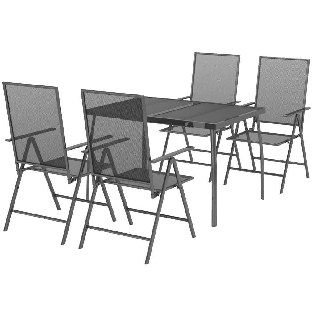 Set da Pranzo da Giardino 5 pz | Set Salotto da Giardino in Acciaio Antracite