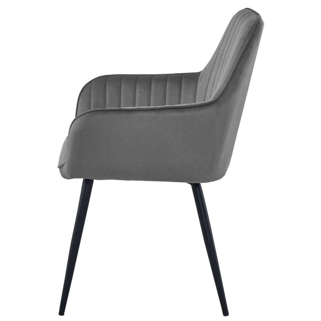 Sedia Solden in velluto grigio scuro con gambe nere