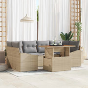 Set Divano da Giardino 7 pcs Beige Poly Rattan