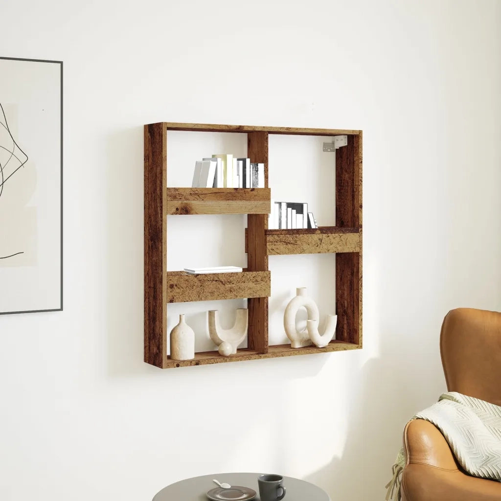 Mobile a Parete Legno Antico 80x15x80 cm in Legno Multistrato 854551