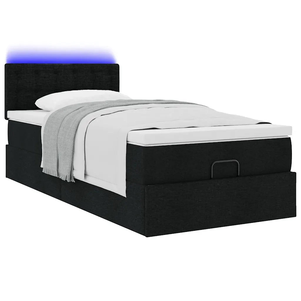 Pouf Letto con Materasso Nero 90x200 cm in Tessuto 3312445