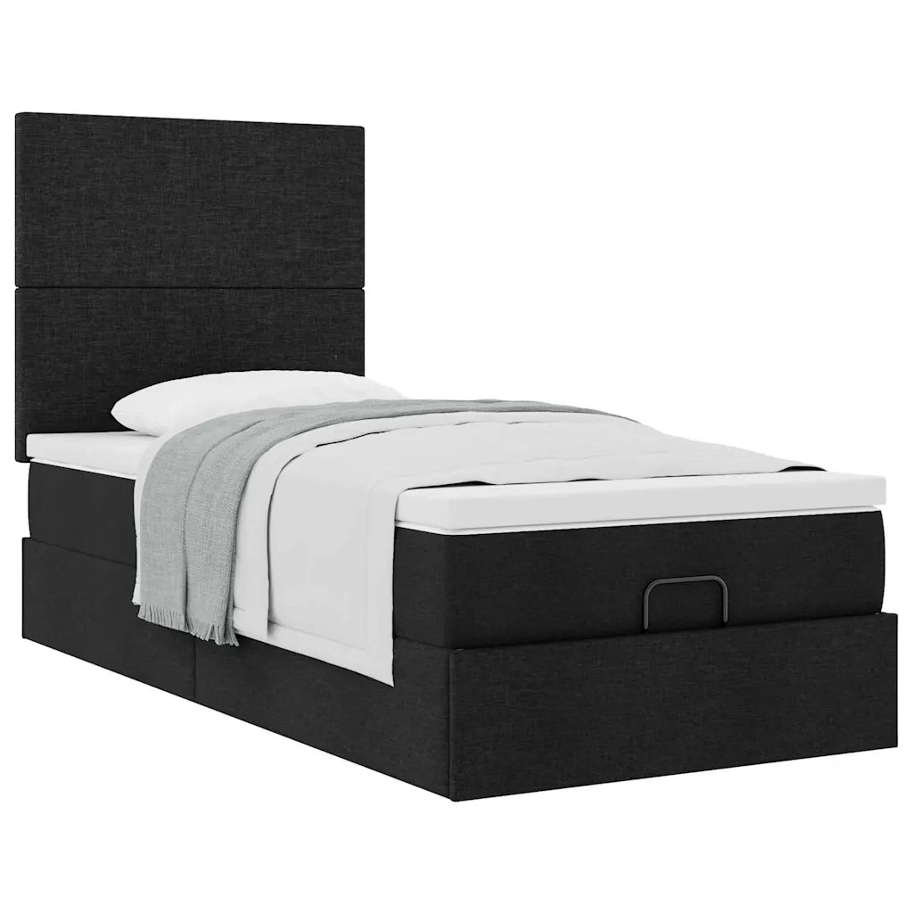 Struttura Letto Pouf con Materasso Nero 80x200 cm in Tessuto 3313031