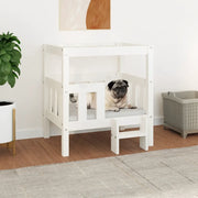 Cuccia per Cani Bianco 65,5x50,5x70 cm in Legno Massello di Pino 822373