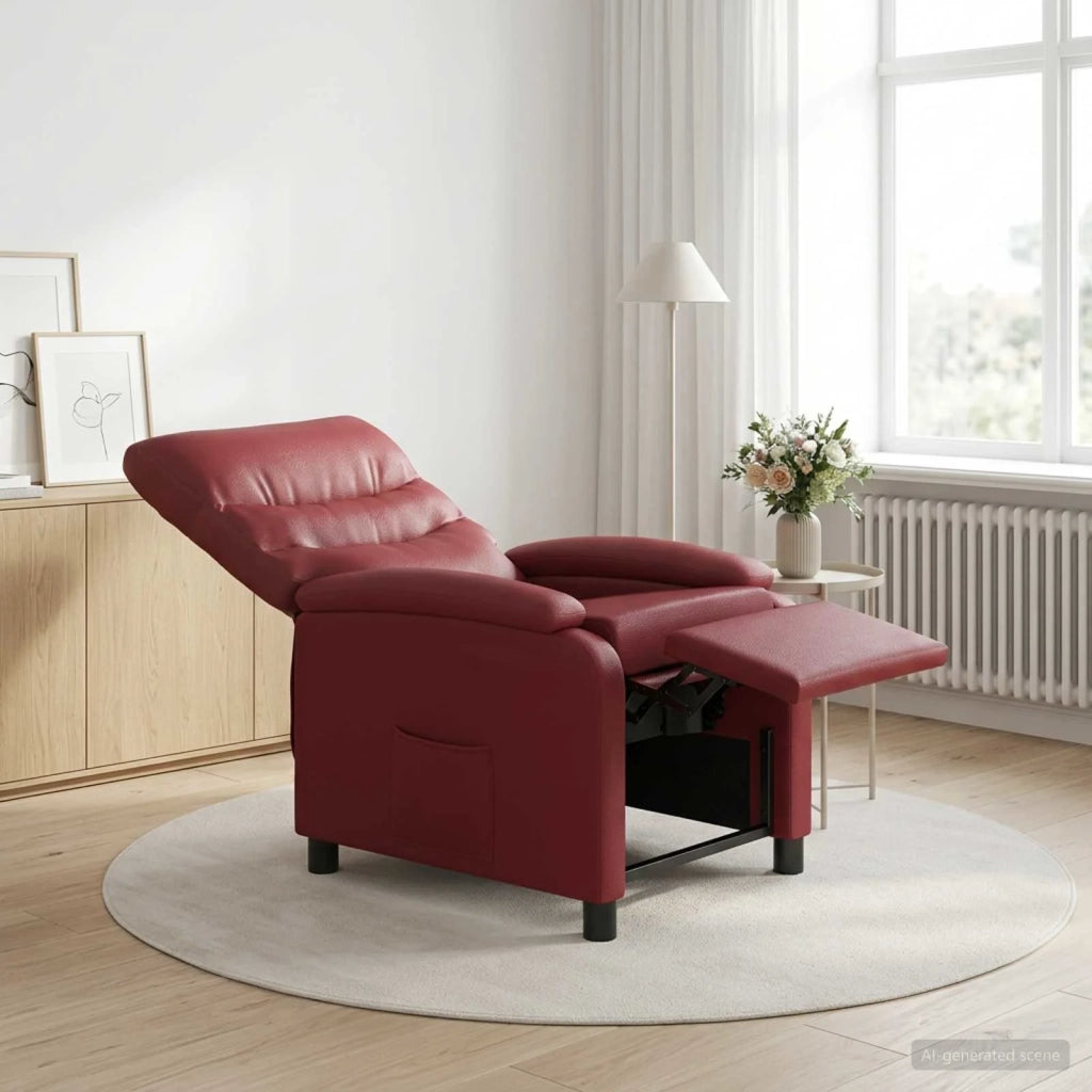 Divano Sedia-Poltrona reclinabile Rosso Vino Similpelle 600755