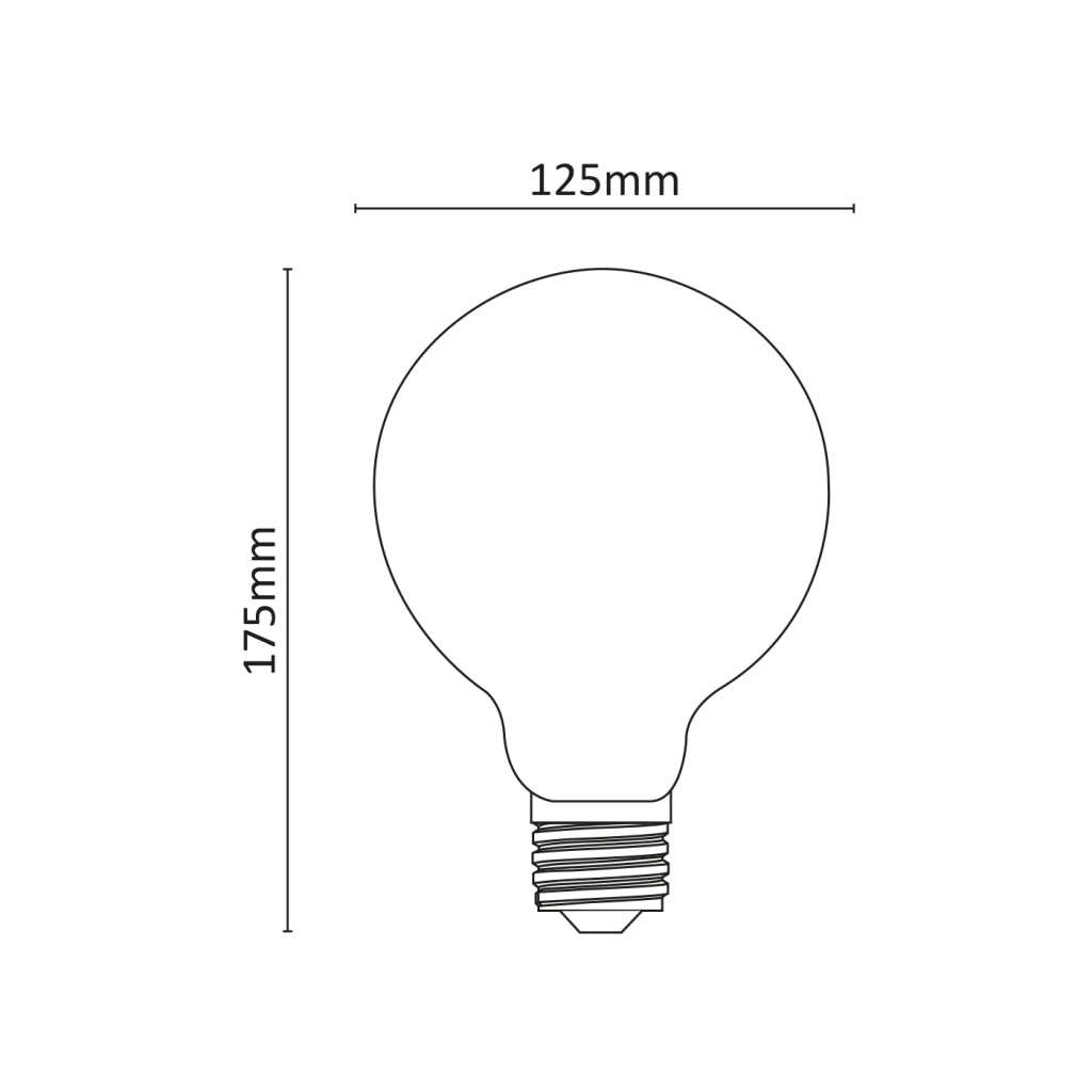 Alcapower Lampadina LED Globo G125 Filamento Vetro Bianco 12W 1700lm 2700K E27 230V, Efficienza Energetica Classe D, Angolo Fascio 360°
