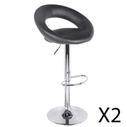 Set di 2 sgabelli da bar regolabili in altezza 77-97 cm – Seduta in similpelle PU nera, piede in metallo grigio, diametro 40 cm