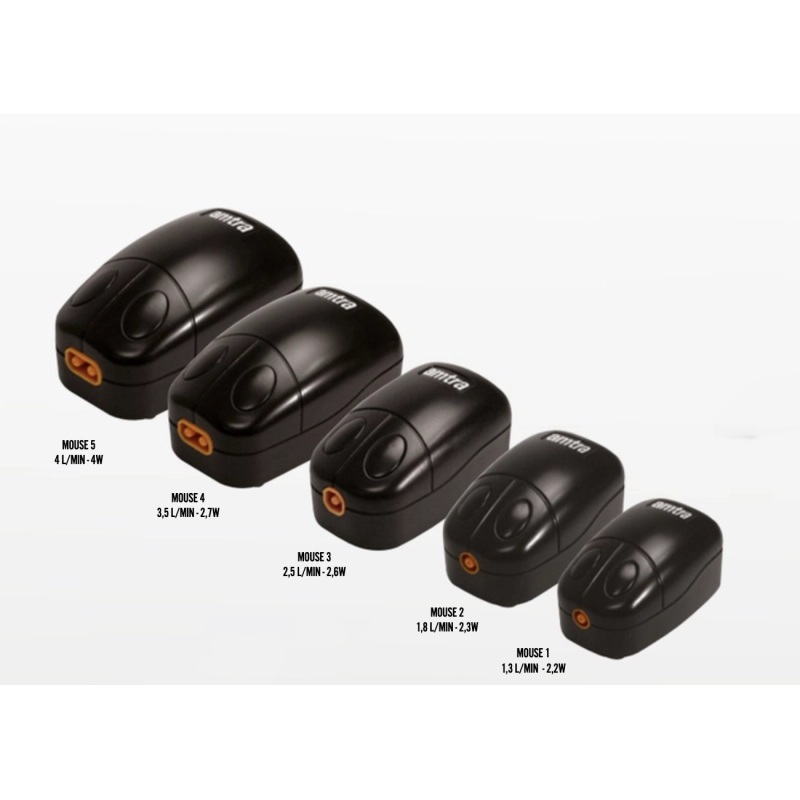 Amtra Mouse 2 - aeratore a singola uscita 2,3w 1,8L/min