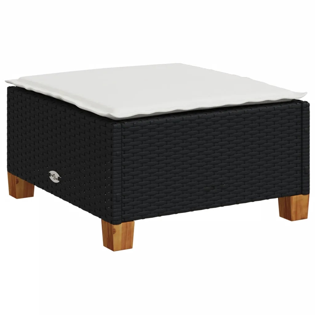 Set Divano da Giardino 6 pz | Set Salotto da Giardino con Cuscini Nero in Polyrattan
