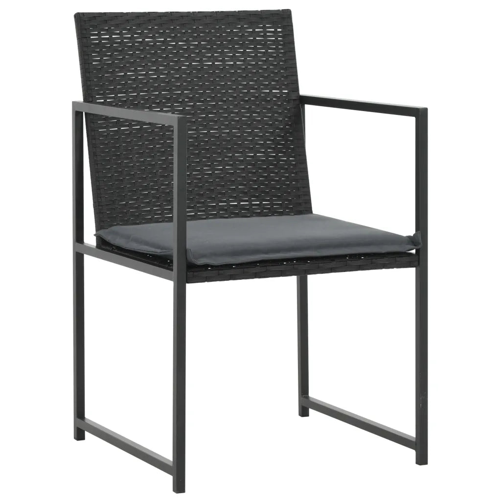 Set da Pranzo da Giardino 5 pz | Set Salotto da Giardino con Cuscini in Polyrattan Nero
