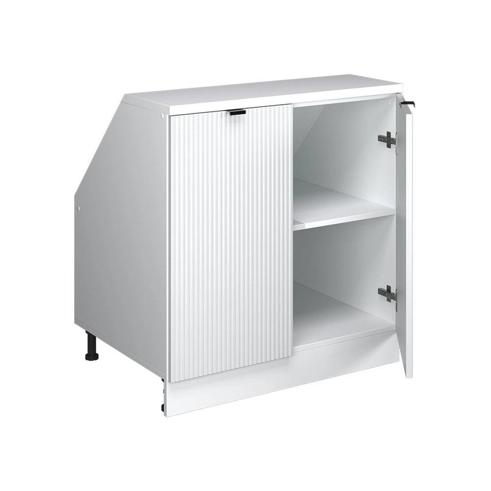 Mobile cucina sottotetto R-Line Ondulazione bianca/Bianco 80 cm con 2 porte, carcassa 60 cm profondità Vicco