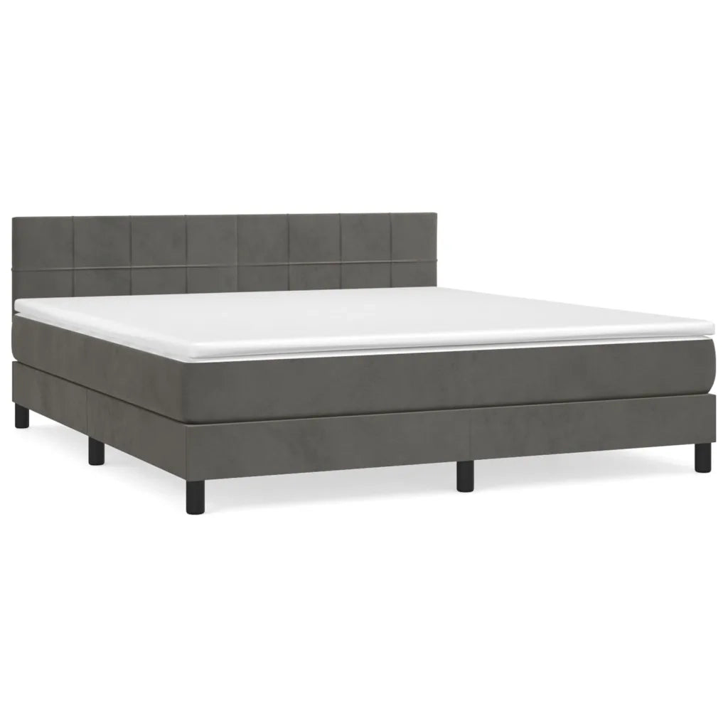 Giroletto a Molle con Materasso Grigio Scuro 180x200 cm Vellutocod mxl 99682